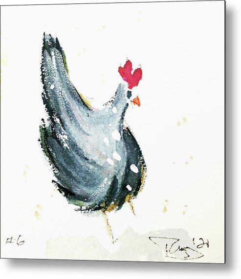 Whimsical Metal Print featuring the painting Mini Rooster 6 by Roxy Rich