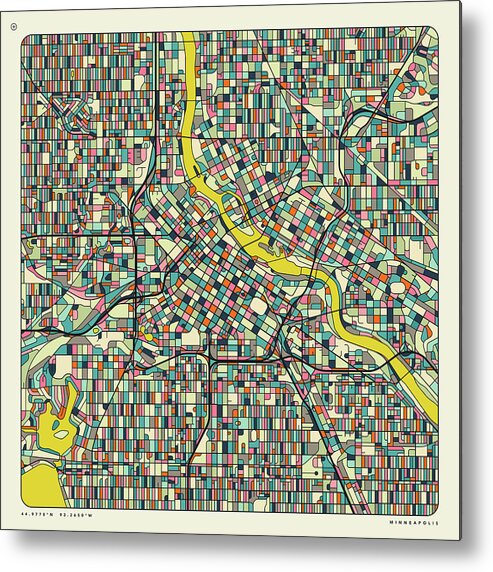 Minneapolis Metal Print featuring the digital art MINNEAPOLIS MAP 2022 Edition by Jazzberry Blue