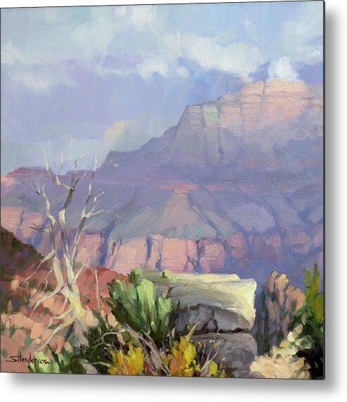 Grand Canyon Metal Print featuring the painting Misty Canyon by Steve Henderson