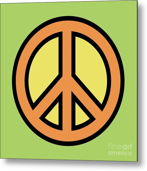 Mod Metal Print featuring the digital art Mod Peace Symbol on Green by Donna Mibus
