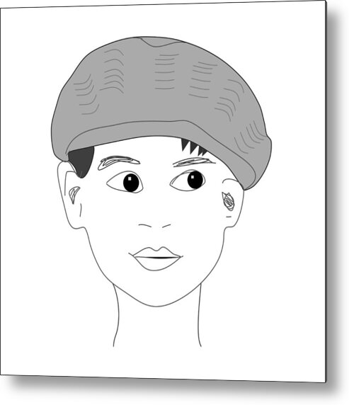 Girl Wearing Hat Metal Print featuring the digital art Modern Girl with a Hat by Bob Pardue