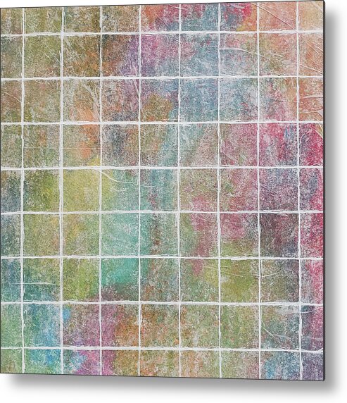 Monet's Garden Metal Print featuring the mixed media MONET'S GARDEN SQUARED Pastel Abstract by Lynnie Lang