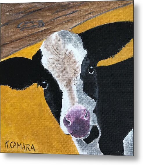Pets Metal Print featuring the painting Moo Cow by Kathie Camara