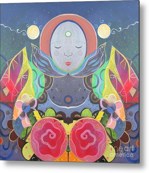 Moon Magic Doubled By Helena Tiainen Metal Print featuring the mixed media Moon Magic Doubled by Helena Tiainen