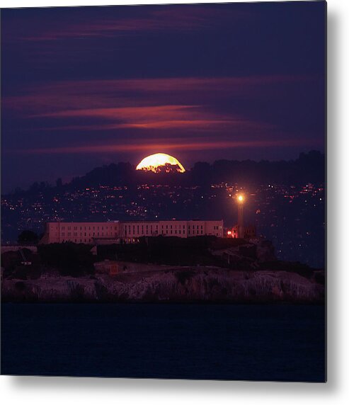  Metal Print featuring the photograph Moon Over Alcatraz by Louis Raphael