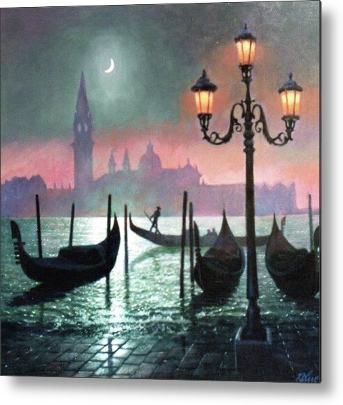 Venice Metal Print featuring the painting Moon over Venice by Blue Sky