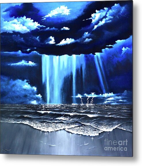 Rain Metal Print featuring the painting Moonlight Rain by Mary Scott