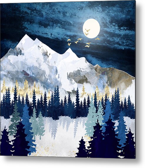 Moon Metal Print featuring the digital art Moonlit Snow by Spacefrog Designs