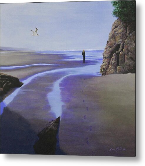 Kim Mcclinton Metal Print featuring the painting Low Tide on Moonstone Beach by Kim McClinton