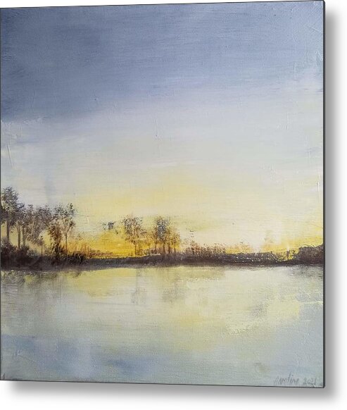  Metal Print featuring the painting Morning on the Lake by Caroline Philp