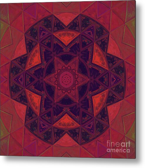 Mosaic Metal Print featuring the digital art Mosaic Kaleidoscope Flower Purple and Red by Todd Emery