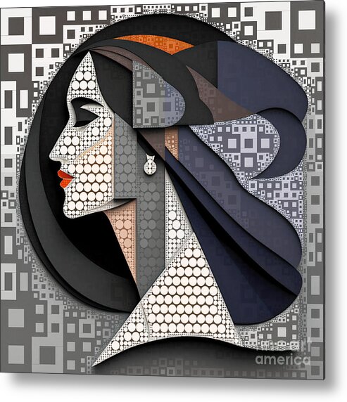 Abstract Metal Print featuring the digital art Mosaic Style Abstract Portrait - 01710 by Philip Preston