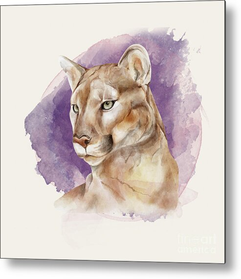 Mountain Lion Metal Print featuring the painting Mountain Lion by Garden Of Delights