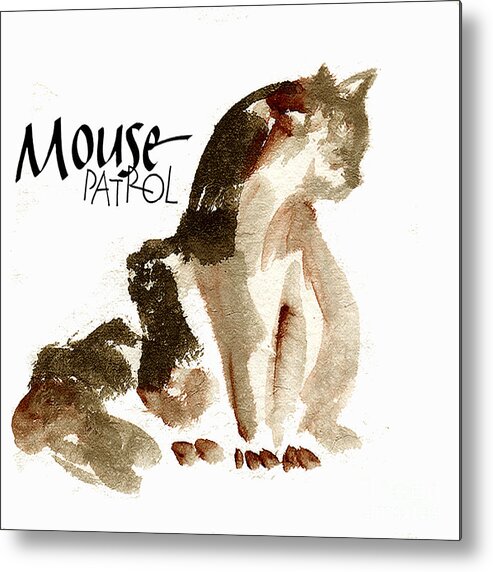Original Watercolors Metal Print featuring the painting Mouse Patrol by Chris Paschke