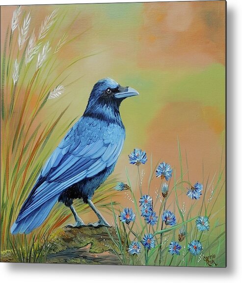 Crow Metal Print featuring the painting Mr. Machismo by Connie Rish