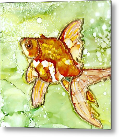 Fish Metal Print featuring the painting My first pet by Ruth Kamenev