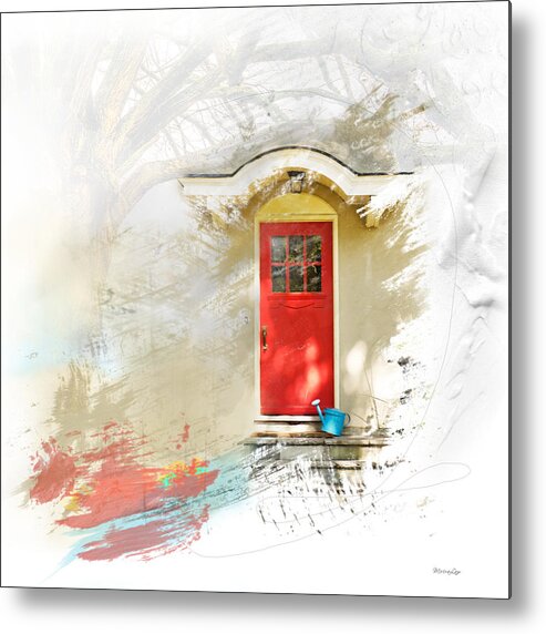 Door Metal Print featuring the mixed media My Garden Door by Moira Law