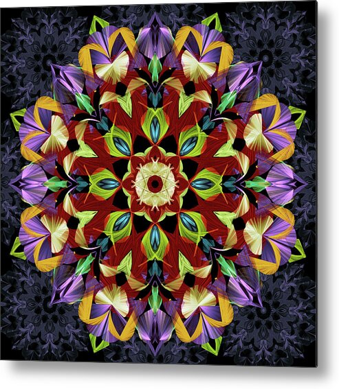 Mandala Metal Print featuring the digital art Mystic Flower Mandala by Grace Iradian