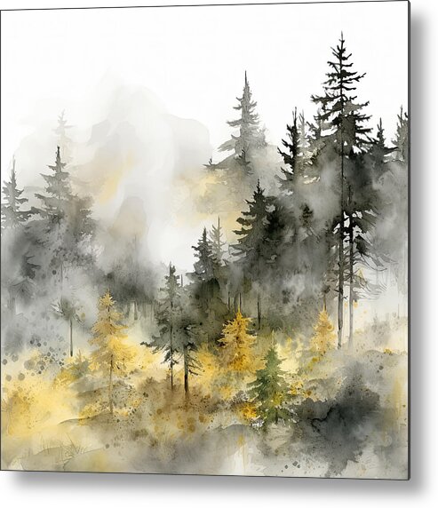 Evergreen Art Metal Print featuring the painting Nature's Cathedral by Lourry Legarde