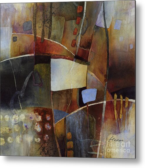 Abstract Metal Print featuring the painting Neutral Elements 2 - Sepia by Hailey E Herrera