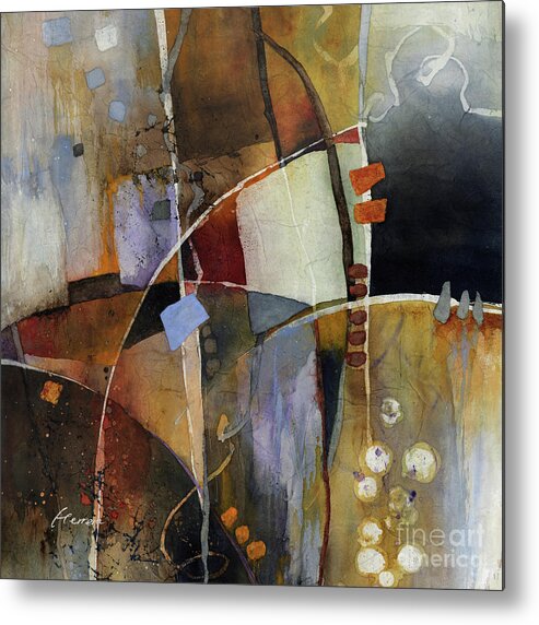 Abstract Metal Print featuring the painting Neutral Elements - Sepia by Hailey E Herrera
