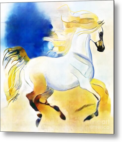 Equestrian Art Metal Print featuring the digital art NFT Cantering Horse 008 by Stacey Mayer by Stacey Mayer