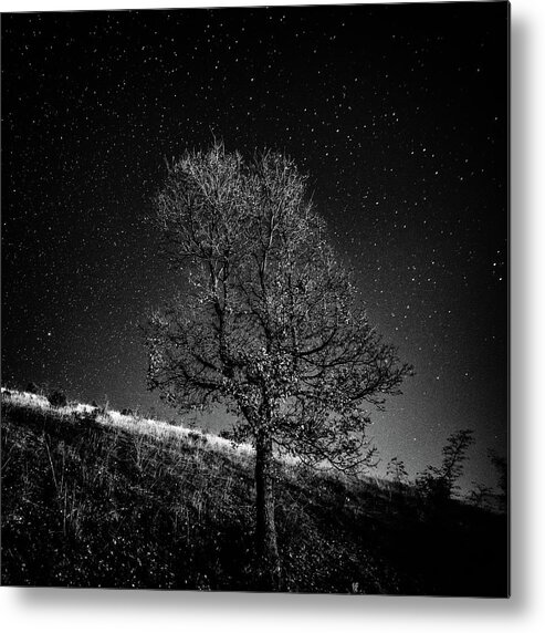 Black And White Metal Print featuring the photograph Night on earth 10 by George Vlachos