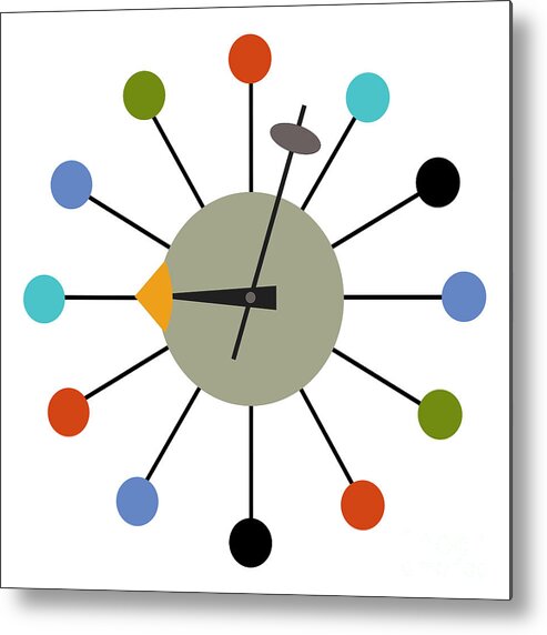 Mid Century Modern Metal Print featuring the digital art No Background Ball Clock by Donna Mibus