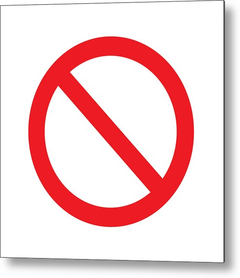 Empty Metal Print featuring the drawing No Sign Icon. Red Crossed Circle Vector Design. by Designer29