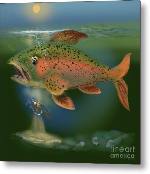 Fly Fishing Metal Print featuring the digital art Not Falling for That by Doug Gist