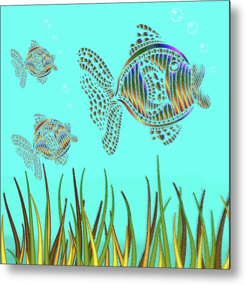 Sea Metal Print featuring the digital art Ocean Ripple Pane 2 Lucy and the Twins by David Dehner