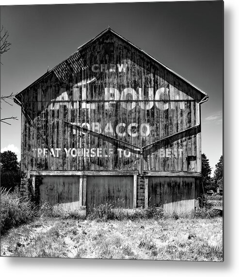 Ohio Barn Metal Print featuring the photograph Ohio Mail Pouch Tobacco Barn - Black and White by Gregory Ballos