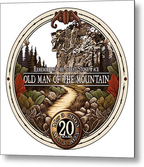Old Metal Print featuring the photograph Old Man of The Mountain 20 Year Remembrance by White Mountain Images