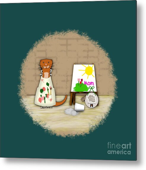 Mothers Day Metal Print featuring the photograph Oliver The Otter Makes Mom a Gift by Colleen Cornelius