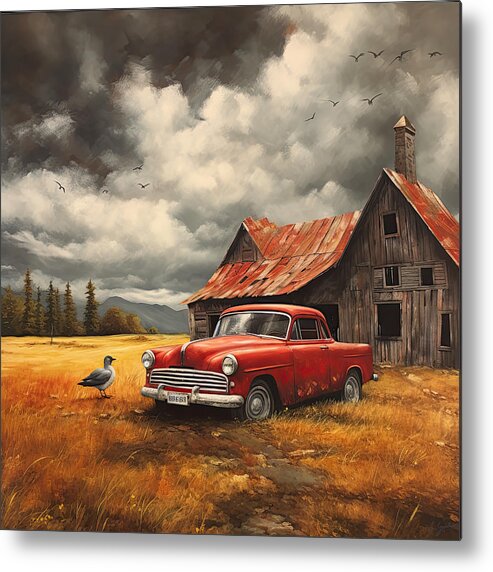 Rustic Metal Print featuring the painting Ominous Sky Art by Lourry Legarde