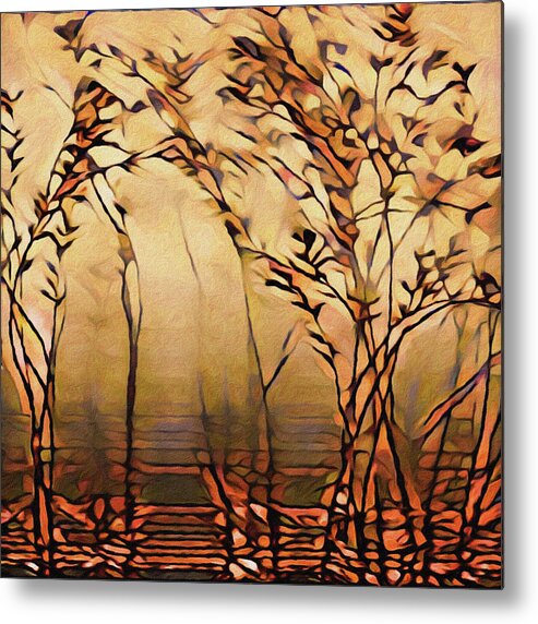 Art Nouveau Trees Metal Print featuring the pastel On an Untrodden Path by Susan Maxwell Schmidt