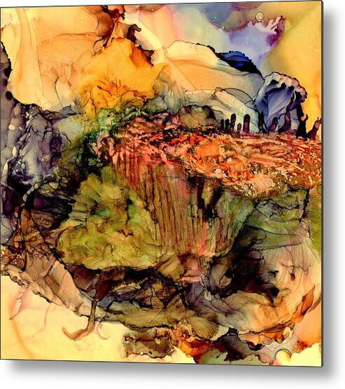 Alcohol Ink Metal Print featuring the painting On the bright side by Angela Marinari