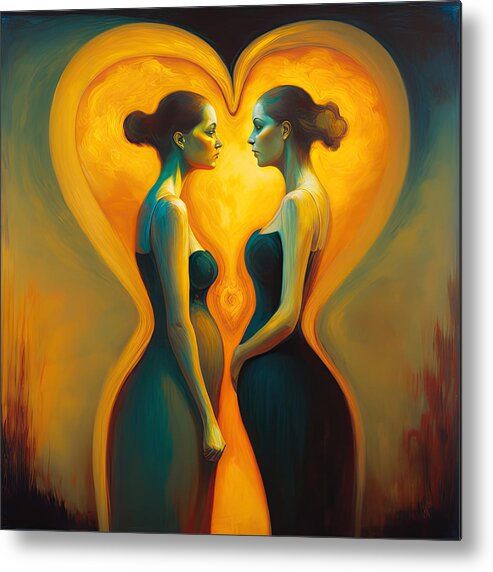 Sensual Metal Print featuring the painting One Heart One Love by My Head Cinema