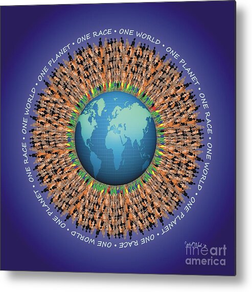 Figures Metal Print featuring the digital art One Planet. One Race. One World by Walter Neal