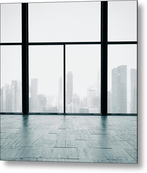 Apartment Metal Print featuring the photograph Open space interior with panoramic window by Sfio Cracho