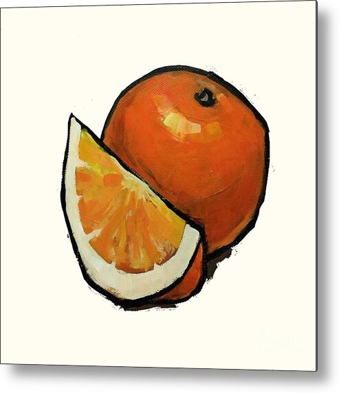 Orange Metal Print featuring the painting Orange and quarter by Vesna Antic