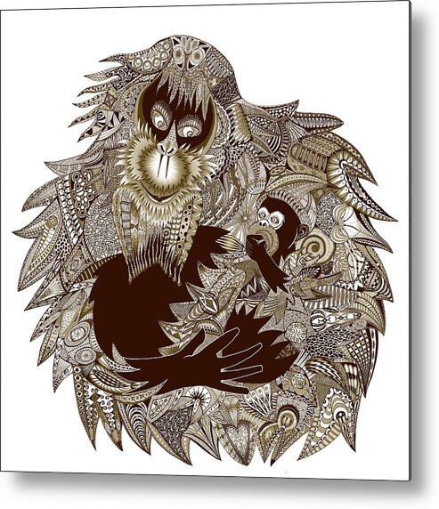 Orangutan Metal Print featuring the digital art Orangutan Mama by Hone Williams