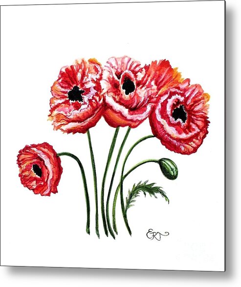 Poppies Metal Print featuring the painting Oriental Poppies by Elizabeth Robinette Tyndall