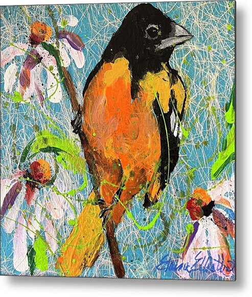 Birds Metal Print featuring the painting Oriole by Elaine Elliott