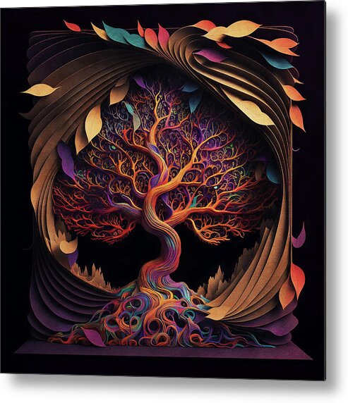 Tree Of Life Metal Print featuring the digital art Paper Cut Art - Tree of Life by Peggy Collins