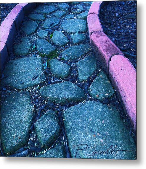 Pathways Cobblestone Pathway The Journey Metal Print featuring the photograph Pathway in Blue by Ruben Carrillo
