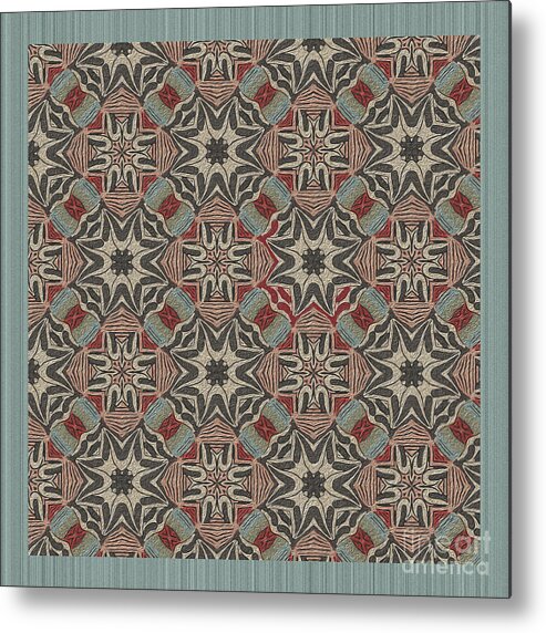 Kaleidoscope Metal Print featuring the digital art Pattern inspired by Arts and Crafts movement by Bentley Davis