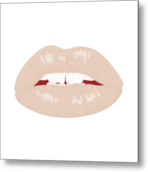 Lips Metal Print featuring the digital art Peachy Keen Lips I by Ink Well