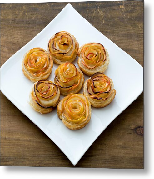 Side By Side Metal Print featuring the photograph Petits fours home made, mini apple pies by Jean-Marc PAYET