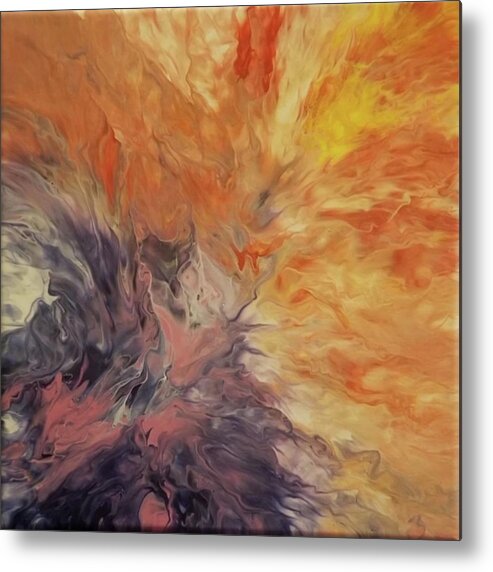 Abstract Metal Print featuring the painting Phoenix by Pour Your heART Out Artworks